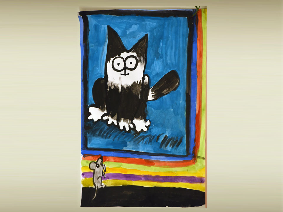 Malerei Katze und Maus